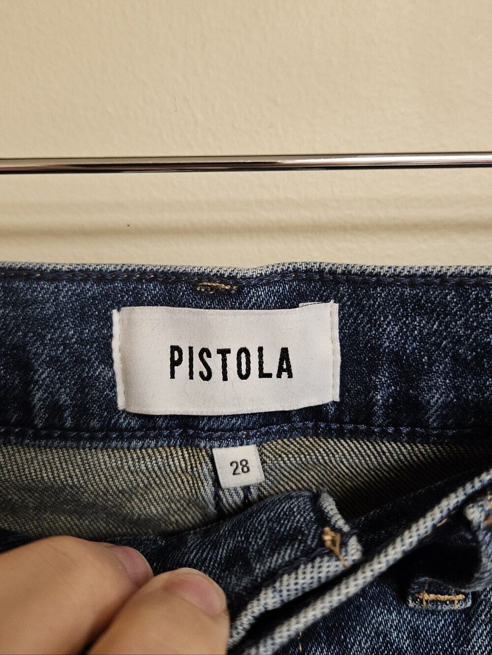 Pistola Lana Broadway Denim Blue Wide Leg Jeans Size 28 Raw Hem - Picture 5 of 8